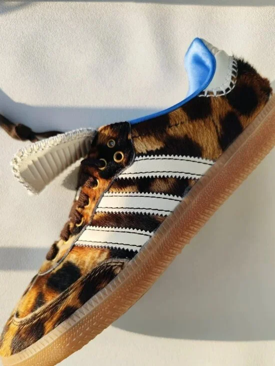 Women's Adidas x Wales Bonner Samba Leopard Print Pony Sneakers - Picture 2 of 9